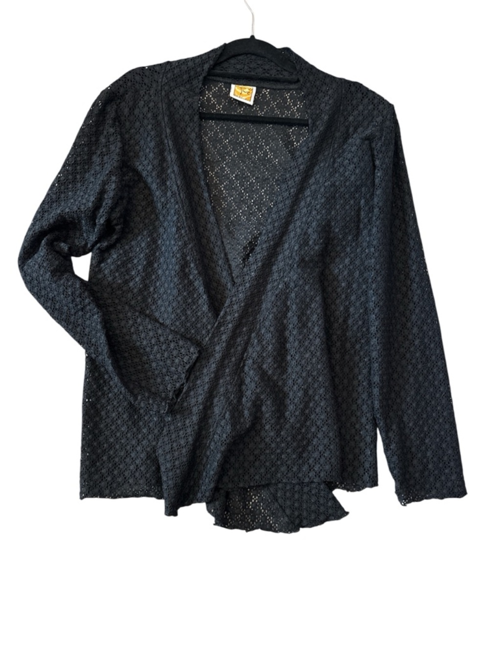 Black Open Front Crochet Cardigan Kimono